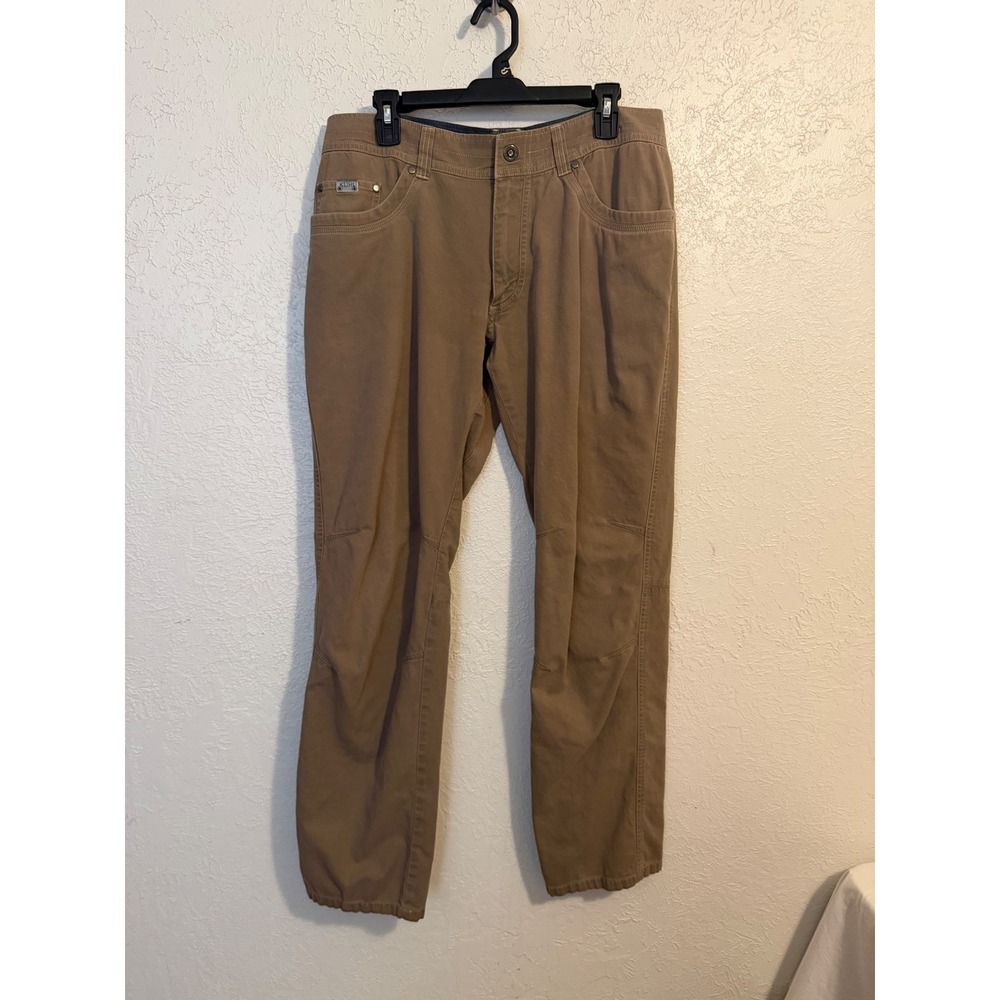 Kuhl Kanvus Jean Mens 34x34 Khaki Tan Stretch Canvas Articulated Knee Pants